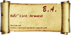 Bálint Armand névjegykártya